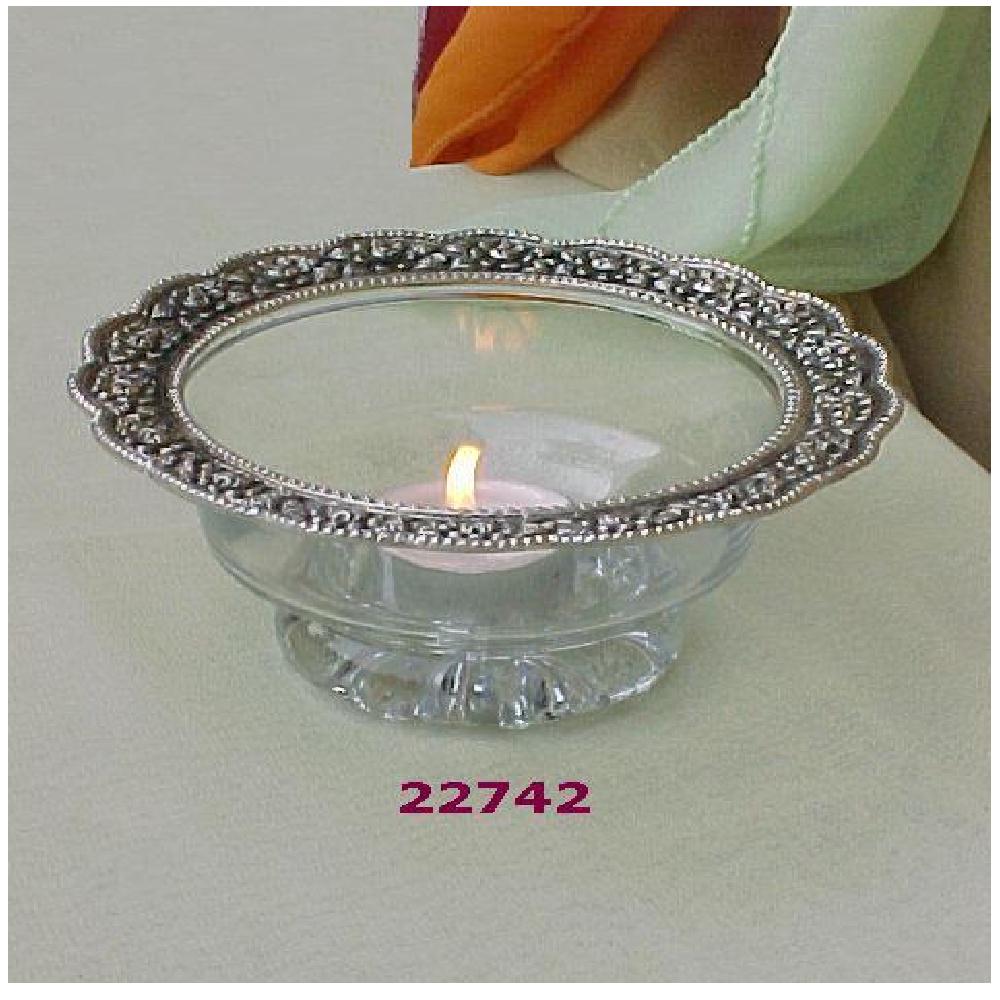 Glass & Brass Tealight Votive With Bowl Shape